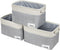 DIMJ Storage Bin, Foldable Storage Basket with Lables Window and Handles, Washable Storage Boxes for Clothes, Toys, Books, Daily Necessities (Grey & Beige, 15" x 10" x 10", 3 Pack)