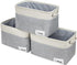 DIMJ Storage Bin, Foldable Storage Basket with Lables Window and Handles, Washable Storage Boxes for Clothes, Toys, Books, Daily Necessities (Grey & Beige, 15" x 10" x 10", 3 Pack)