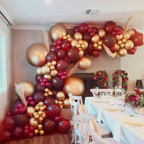 Burgundy and Gold Balloons Garland 106 pcs Latex Balloons Arch Kit for Baby Shower Birthday Wedding Engagement Anniversary Christmas Festival Picnic or any Friends & Family Party Decorations