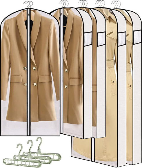 Aphyxen Garment Bags, 47''/ 60'' Garment Bags for Hanging Clothes Suit Bag Garment Bags for Travel with 3 Hangers, 4" Gusseted Garment Bag Clothes Cover for Shirts Dress Sweater (8 Pack)