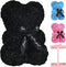 Rose Bear,Rose Flower Bear,, Gifts for her, with Artificial Heart-Shaped Diamonds,for Valentine's Day, Mother's Day, Christmas, Birthday Gifts, Gift Box with Card (Black)