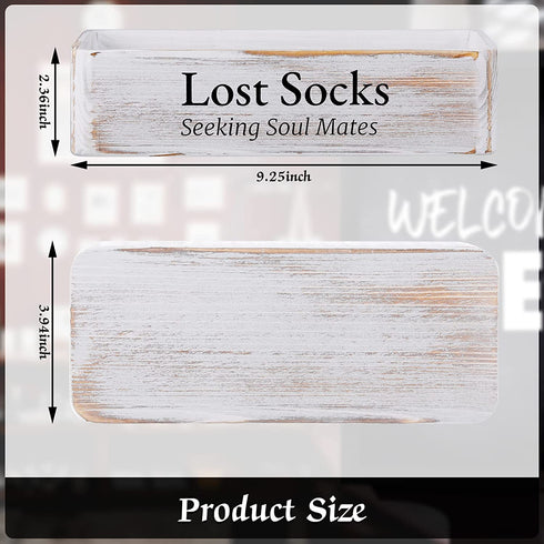 Farmhouse Lost Socks Storage Funny Laundry Sign Wooden Storage Baskets Laundry Room Storage Missing Socks Laundry Decor Farmhouse Sock Basket for Laundry Room Wall Decor (9.4 x 3.94 x 2.36 Inch)