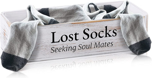 Farmhouse Lost Socks Storage Funny Laundry Sign Wooden Storage Baskets Laundry Room Storage Missing Socks Laundry Decor Farmhouse Sock Basket for Laundry Room Wall Decor (9.4 x 3.94 x 2.36 Inch)