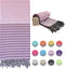 Ray Silver Premium Turkish Beach Towel 100% Cotton-Quick Dry Turkish Bath Towel 71?x40?(100x180 cm)-Prewashed Peshtemal Blanket-Thin Light Weight Travel SPA Pool Bath Beach Gym Pool (Light Pink/Grey)