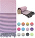 Ray Silver Premium Turkish Beach Towel 100% Cotton-Quick Dry Turkish Bath Towel 71?x40?(100x180 cm)-Prewashed Peshtemal Blanket-Thin Light Weight Travel SPA Pool Bath Beach Gym Pool (Light Pink/Grey)