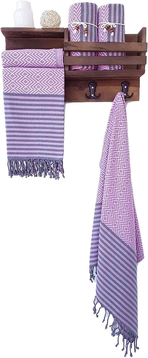 Ray Silver Premium Turkish Beach Towel 100% Cotton-Quick Dry Turkish Bath Towel 71?x40?(100x180 cm)-Prewashed Peshtemal Blanket-Thin Light Weight Travel SPA Pool Bath Beach Gym Pool (Light Pink/Grey)