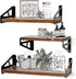 QEEIG Farmhouse Floating Shelves Bathroom 6 inch Deep Wall Shelf for Bedroom Mounted Shelving Dinning Living Room Wide Shelfs Farmhouse Kitchen Storage Rack Set of 3, Rustic Brown FS635-023BN