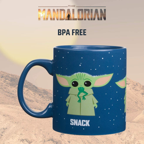 Silver Buffalo Star Wars The Mandalorian Protect Attack Snack Ceramic Coffee Mug, 20-Ounces