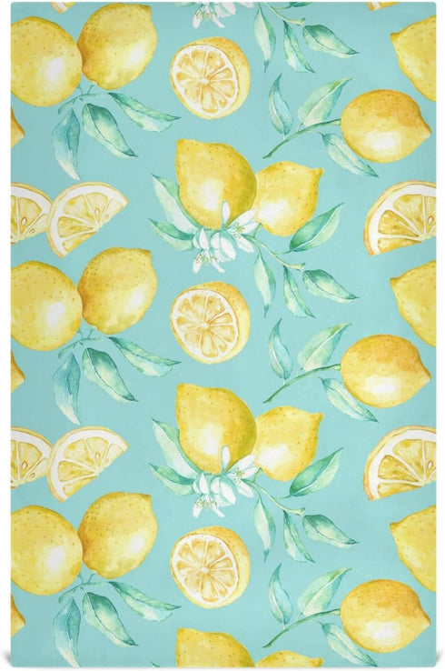 Lemon Dish Towel Cloth Turquoise Kitchen Hand Towels 18x28 IN Super Absorbent Lint Free Cleaning Cloths Tea Bar Soft Towel Set of 4