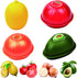 Avocado Lemon Tomato and Onion Shape Savers 4-piece Bundle Reusable Fruit and Vegetable Storage Box Keeper Holder For Fridge BPA Free Plastic Garlic Crisper Containers€¦
