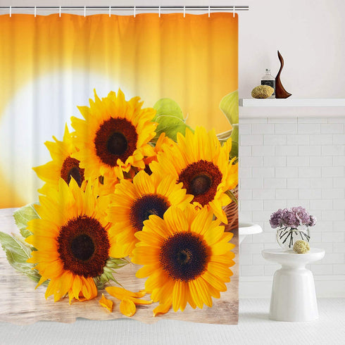 Likiyol Bathroom Shower Curtain Sunflowers in The Sunset Shower Curtains with 12 Hooks, Durable Waterproof Fabric Bathroom Curtain