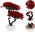 DOITOOL Artificial Potted Plant Fake Guest-Greeting Pine Bonsai Tree Ornament for Desktop Display Home Office Indoor Decor (Red)