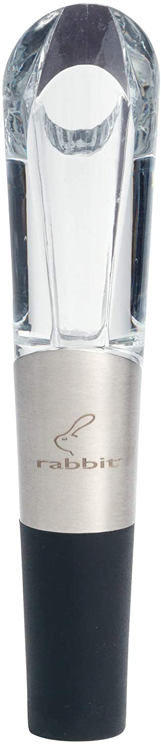 Rabbit Wine Aerator and Pourer, 1.1 x 1.1 x 5.2 inches, Clear/Stainless Steel