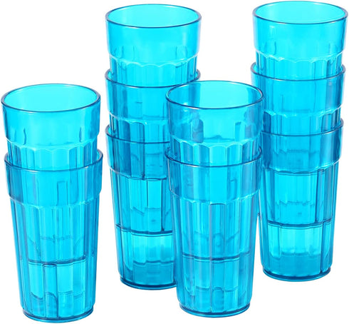 Honla 10 oz Kids Cups,Set of 10 Small Plastic Cups for Kids,Reusable and Unbreakable Children Drinking Cups Tumblers,Teal