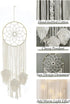 Shinowa Circle Dream Catcher, Cotton Woven Wall Hanging Moon Dream Catcher with Fairy Lights Round Macrame Wall Decoration Bohemian Decor Creative Tassel Home Hangings Boho Ornament Craft, Beige