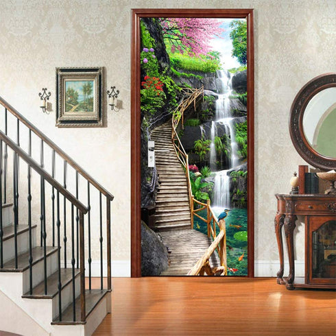 ZY-KL 3D Door Sticker Wall Decals Mural Wallpaper, Waterproof and Moisture-Proof DIY Environmentally Friendly self-Adhesive PVC Door Decal, Used for Dormitory, Office and Home Decoration(MT0197) Black 77x200cm