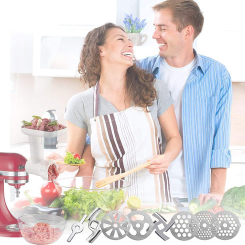 Gogmooi 10 Pcs Kitchenaid Meat Grinder Blade, Meat Grinder Parts Blades, Stainless Steel Food Grinder Accessories, Meat Grinder Attachment for Size 5 Stand Mixer and Meat Grinder Accessories