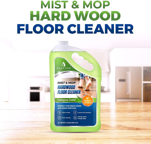 Hardwood & Laminate Liquid Floor Cleaner Solution - Multi-use - Water-Based, Safe, Gentle, & Natural - Removes Dirt, Stains, & Odors - Lemongrass Scent, 1 Gallon (128 oz.)