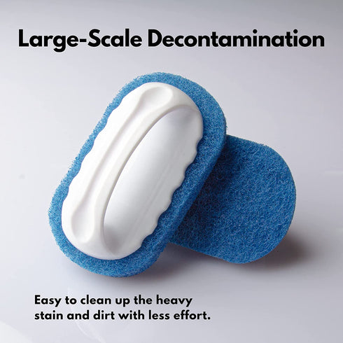 Skylarlife Scouring Pad Brush Cleaning Scrub with Handle Abrasive Pad for Grout Tile Shower and Sink Cleaning, Scrubbing Floor and Tile Boat Polishing Refinishing Bathroom Kitchen Heavy Duty (2-Pack)
