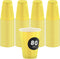 DecorRack 80 Party Cups, 16 oz -BPA Free- Plastic Soda Cups, Perfect for Birthday, Picnic, Indoor and Outdoor Event, Stackable, Reusable, Disposable Round Beverage Drinking Cup, Yellow (Pack of 80)