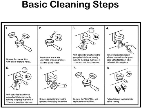 Espresso Machine Cleaning Tablets - Espresso Machine Cleaner - 50 Count 1 Year Supply - Best for Breville Miele Keurig Krups Jura Espresso Coffee Makers - Espresso Machine Accessories -Clear Cafe