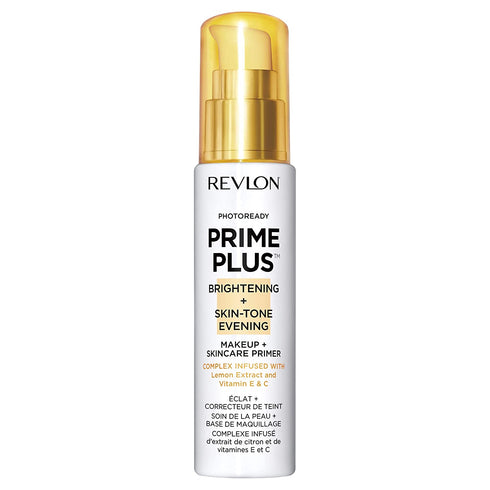 Face Primer by Revlon, PhotoReady Prime Plus Face Makeup for All Skin Types, Blurs & Fills in Fine Lines, Infused with Vitamin C and Lactic Acid, Brightening & Skin Tone Evening, 1 Oz