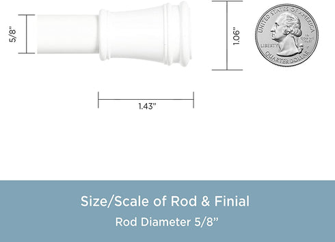 Kenney Rogers No Tools Tension Window Curtain Rod, 48-84, White
