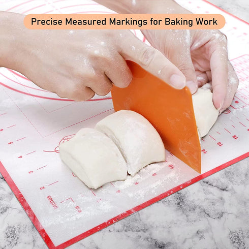 Extra Large Silicone Pastry Mat, Non-Slip with Measurement Non Stick, Large and Thick, for Fondant, Rolling Dough, Pie Crust, Pizza and Cookies - BPA Free Easy Clean Kneading Matts,24" x 32", Red