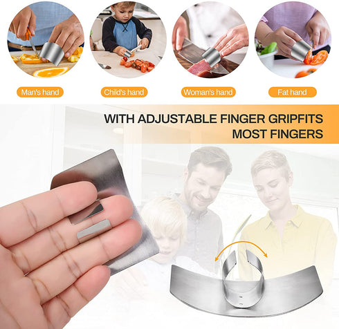 Niupiour Stainless Steel Finger Guards, 4 Packs of Finger Protectors when Cutting, Slicing, Dicing, Chopping Vegatables, Kitchen Tool Knife Shields Guards Avoid Hurting