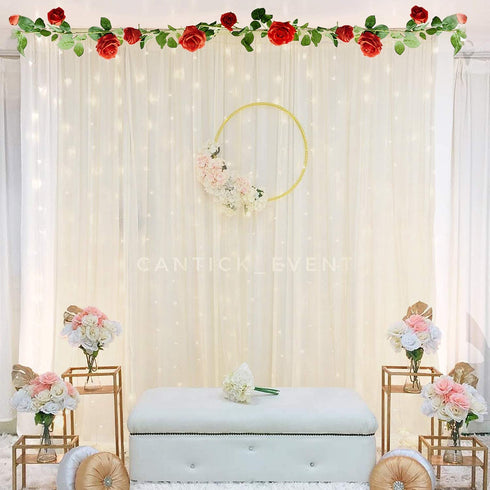 Champagne Tulle Sheer Backdrop Curtains for Parties Birthday Wedding Ceremony Bridal Shower Baby Shower Photo Booth Background Wall Decorations 10 ft X 7 ft