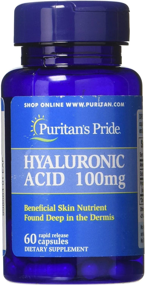 Puritans Pride Hyaluronic Acid 100 mg Capsules, 60 Count