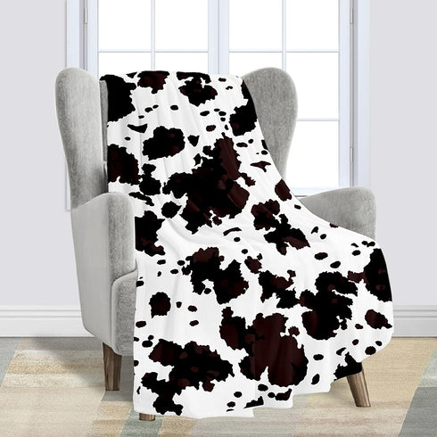 Cow Blanket, Soft Cow Baby Blankets Warm Cozy, Brown Black and White Cow Blankets and Throws Baby Couch Bed Kids Boys Girls Toddler 40x50 Inch