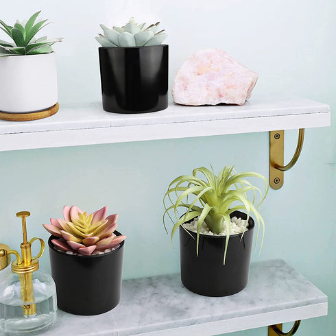 Artificial Succulent Plants Small Fake Plant in Black Pots, Cute and Realistic for Bathroom Decor, Desk Office and Home Decoration Indoor, Pack of 3