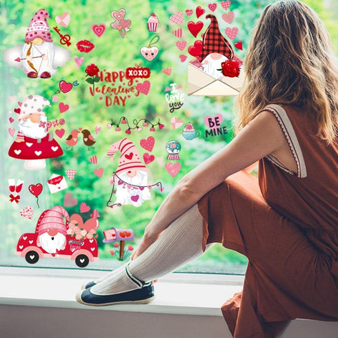 DmHirmg Valentine's Day Window Clings Decorations, Valentines Window Decal Stickers Valentine's Day Decorations Removable Window Sticker Decals for Home Party Wedding Anniversary Decorations (9 Sheet)