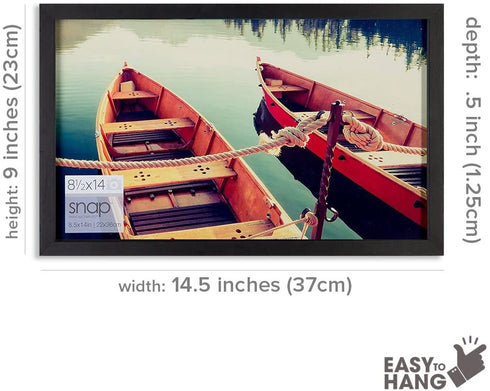 Snap 10FW1568E Solid Wood Wall Poster Picture Frame, 8.5" x 14", Black