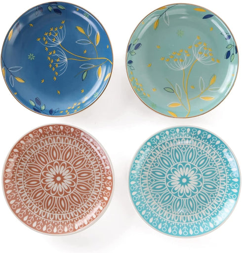 Ceramic Ring Dish Jewelry Tray,Bohemian/Boho Dandelion Decorative Organizer Trinket Dish with Golden,Home Decor Wedding Birthday Housewarming Gift for Her(Blue)