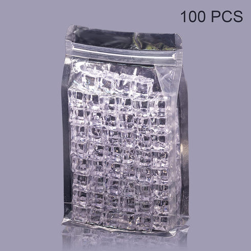 Mirrogo Clear Fake Ice Cubes, Acrylic Ice Cubes,Plastic Ice Cubes 100 PCS 20MM Valentines Vase Filler Ice Cubes for Party, Wedding and Home Decorative Crystal Rocks