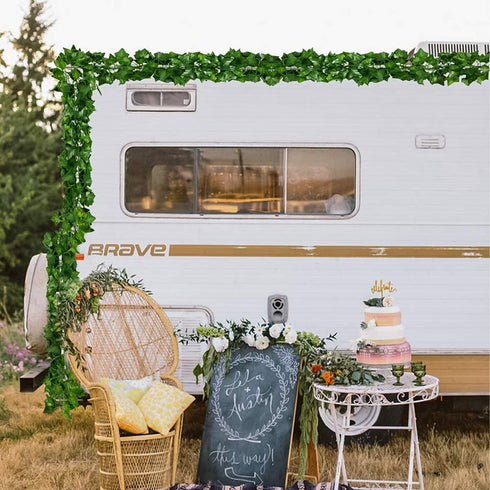 CQURE 24 Pack 168Ft Artificial Ivy Garland,Ivy Garland Fake Vines Leaf Garland Green Leaves Fake Plants Hanging Vine Plant Greenery Garland for Bedroom Wedding Party Garden Wall Decoration