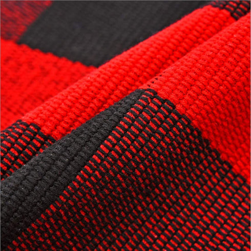 Buffalo Plaid Rug - YHOUSE Cotton Front Door Mat Outdoor Doormat Washable Checkered Rugs Indoor/Outdoor Welcome Mat for Layered Mat Porch/Kitchen/Farmhouse/Entry(23.6€œX35.4€œ, Red and Black Plaid)