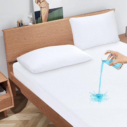 King Mattress Protector Waterproof Breathable Noiseless Mattress Cover, Premium Soft Bed Cover with Deep Pocket Fits Up to 21", Cotton Terry Machine Washable Mattress Protector