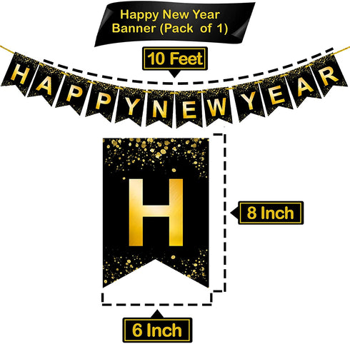 Huge Happy New Year Decorations 2022 Set - 43 Pieces | 40 Inch Gold 2022 Balloons Numbers | Large 10 Feet Happy New Year Banner | New Years Eve Party Supplies For New Years Backdrop | Nye Decorations