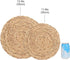 kilofly Natural Water Hyacinth Weave Placemat Round Braided Rattan Tablemats 13.5 inch x 4pc