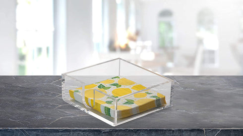 SimplyImagine Napkin Holder - Cocktail & Beverage Clear Acrylic Napkin Storage for Bar, Kitchen, Restaurant, Countertop - Decorative, Elegant & Modern Square Paper Tray for Indoor/Outdoor Dinner Use