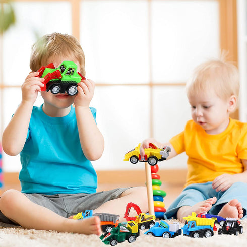 46 Pieces Construction Birthday Party Supplies 12 Construction Party Bags 12 Mini Dump Trucks 12 Truck Stamper 10 Stick-on Easter Tattoos Party Souvenirs for Boys Girls Give Away Classroom Reward