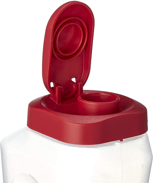 Goodcook 1 Quart Mixing Easy Pour Bottle with measurments Rounded Grip, Tighten Square Cap with snap Lock Cap, clear and red