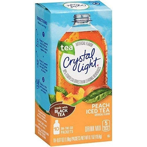 Crystal Light On-the-Go, Peach Iced Tea Drink Mix, 10 CT (Pack of 6)