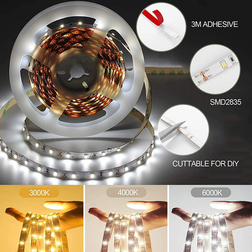 Motion Sensor LED Light Strip-KOLANDY Motion Sensor Light Indoor Closet Lights Motion Sensored Under Cabinet Lights Battery Powered Lights for Kitchen Counter, Stairs Motion Activated Led Light Strip
