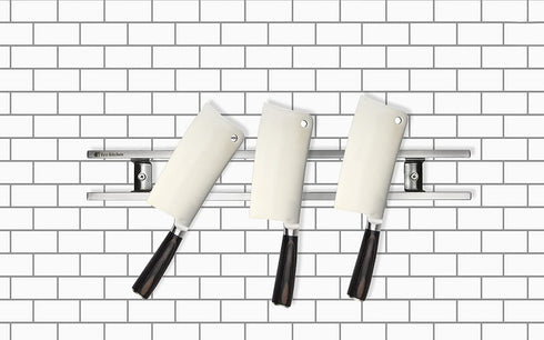 Magnetic Knife Holder for Wall - Metal Knife Magnetic Strip 18 Inch - Stainless Steel Knife Magnet Bar Rack With Hooks - Kitchen Utensil Holder and Knife Storage Holder