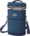 BALEINE 2 Bottle Wine Carrier - Insulated & Leakproof Wine Cooler Bag with Shoulder Strap for Picnic, Travel, BYOB Restaurant, Wine Gifts for Women (Blue, 2 Bottle)