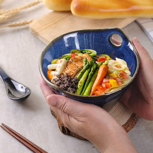 WHJY 20oz Ceramic Japanese Ramen Bowl set,with Chopsticks & Spoon, Porcelain Bowl for Soup, Noodle, Udon and Soba, Noodle Bowl